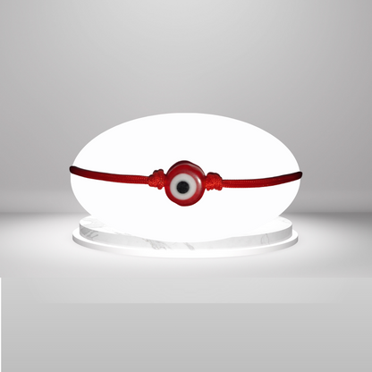 Pulsera Ojo Turco Rojo con Hilo Rojo Liso