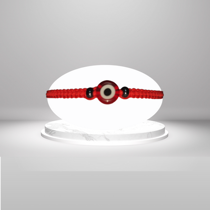 Pulsera Ojo Turco Rojo con Hilo Rojo Tejido