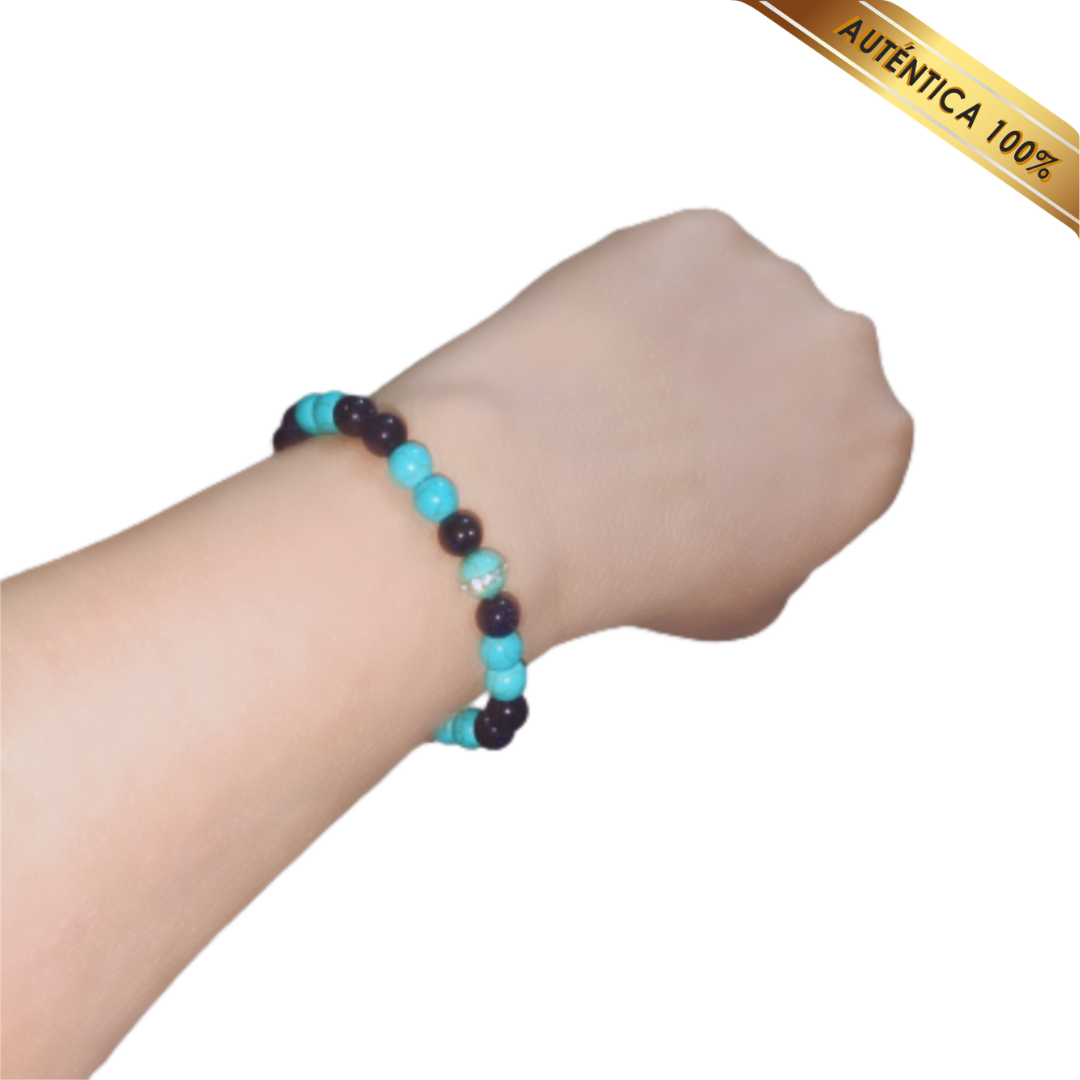 A- Pulsera Piedra Turquesa y Cuarzo Aventurina Azul N° 8