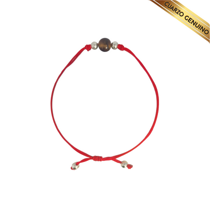 Pulsera Hilo Rojo Liso 1 Cuarzo Ojo de Tigre