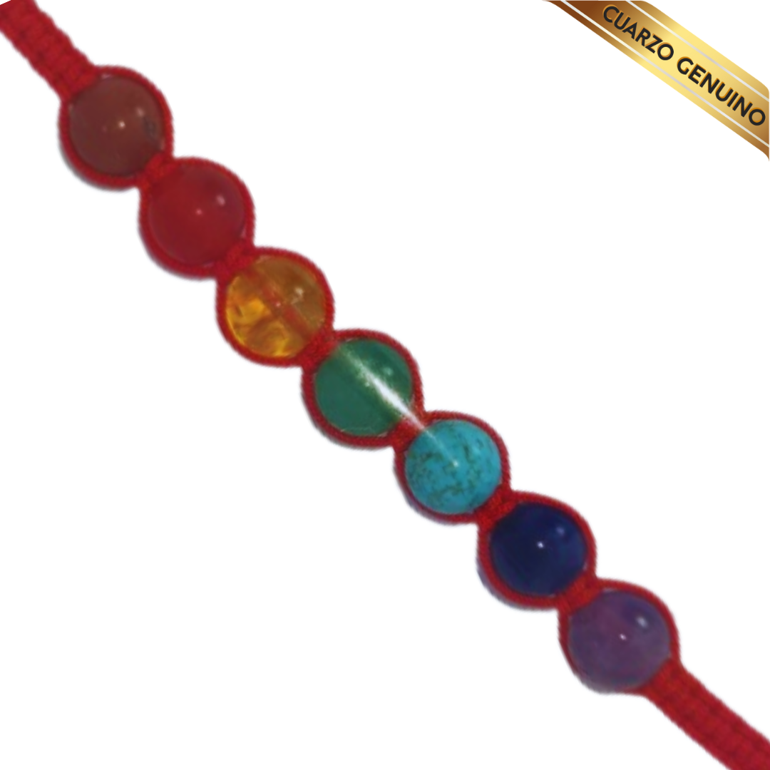 Pulsera Cuarzos 7 Chakras con Hilo Rojo Tejido | N° 8 Caballero