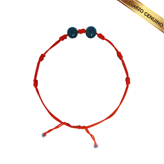 Pulsera Hilo Rojo 7 Nudos Sencillo 2 Cuarzo Obsidiana Negra