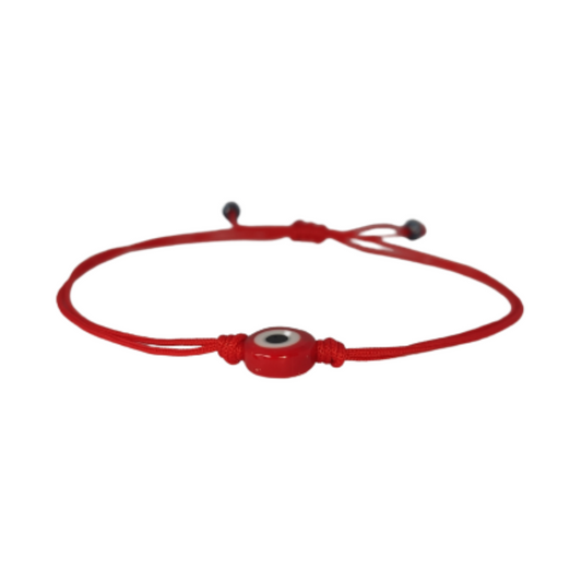Pulsera Ojo Turco Rojo con Hilo Rojo Liso