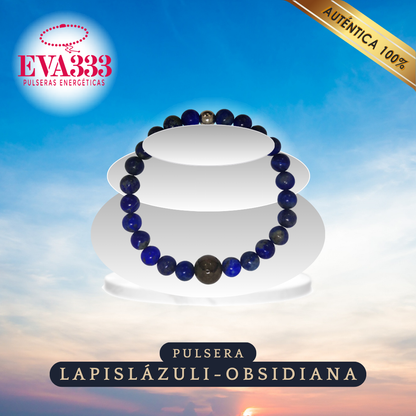 A- Pulsera Piedra Lapislázuli y Obsidiana N° 8-12