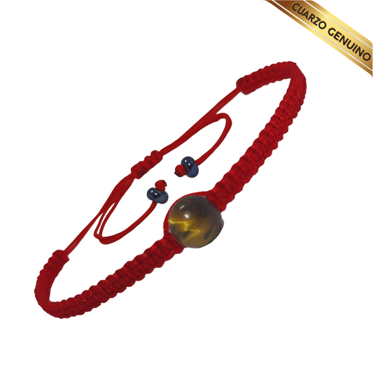 Pulsera Hilo Rojo Tejido 1 Cuarzo Ojo de Tigre