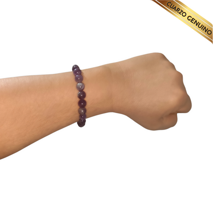 Pulsera Cuarzo Amatista N° 8-10 Traslucido