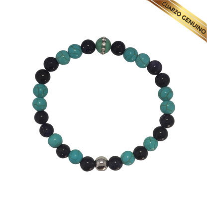 Pulsera Cuarzo Aventurina Azul y Turquesa N° 8