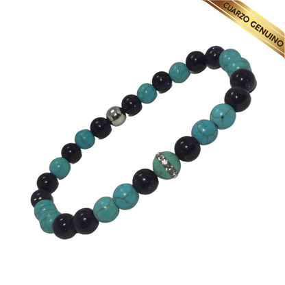 Pulsera Cuarzo Aventurina Azul y Turquesa N° 8