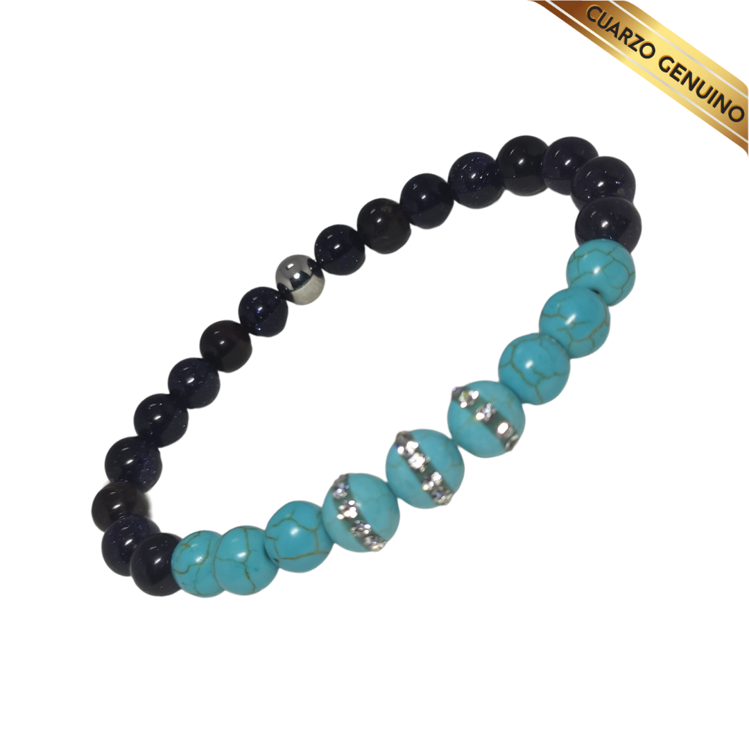 Pulsera Cuarzo Aventurina Azul y Turquesa N° 8-9