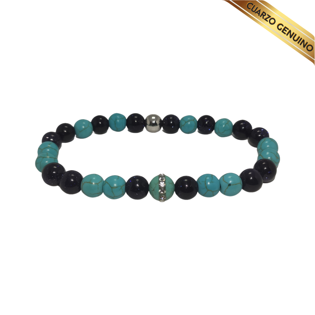Pulsera Cuarzo Aventurina Azul y Turquesa N° 8