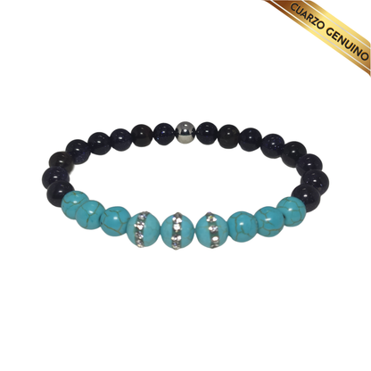 Pulsera Cuarzo Aventurina Azul y Turquesa N° 8-9