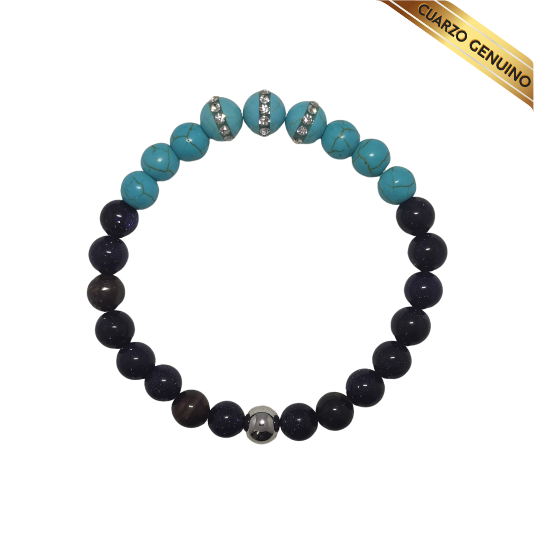 Pulsera Cuarzo Aventurina Azul y Turquesa N° 8-9
