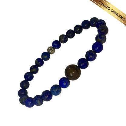 Pulsera Cuarzo Lapislázuli y Obsidiana N° 8-12