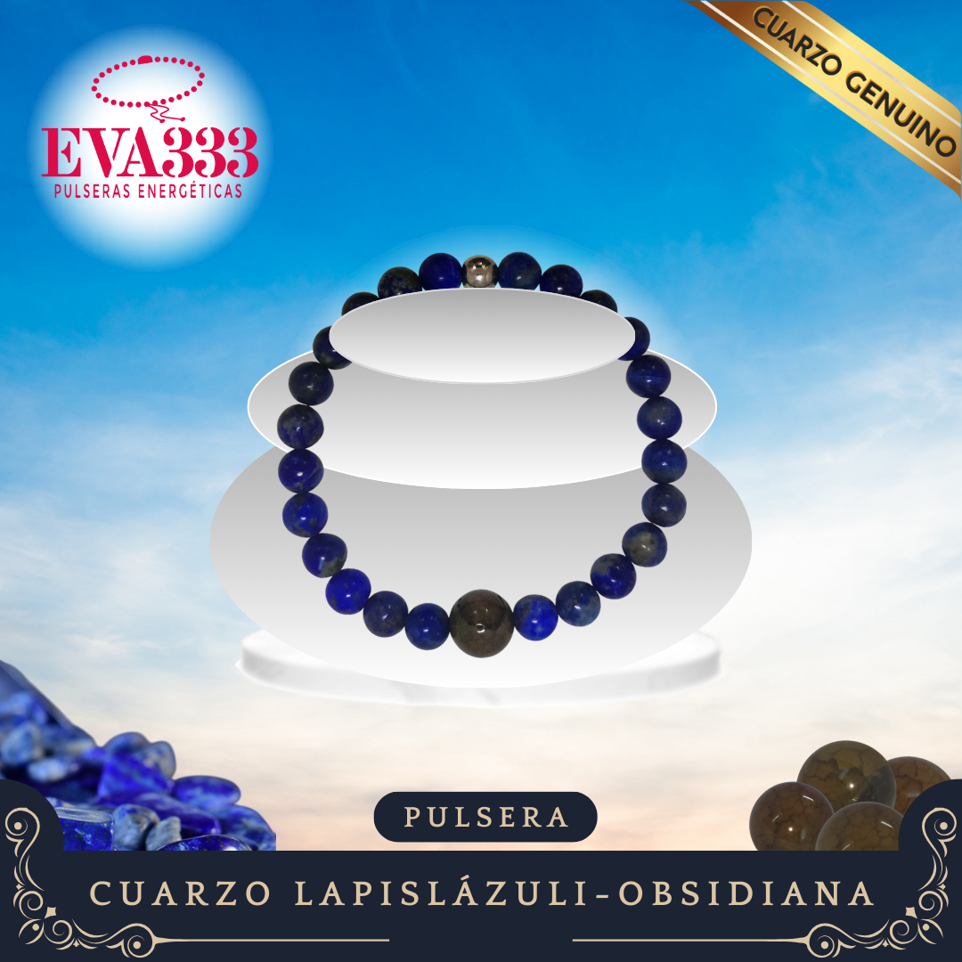 Pulsera Cuarzo Lapislázuli y Obsidiana N° 8-12