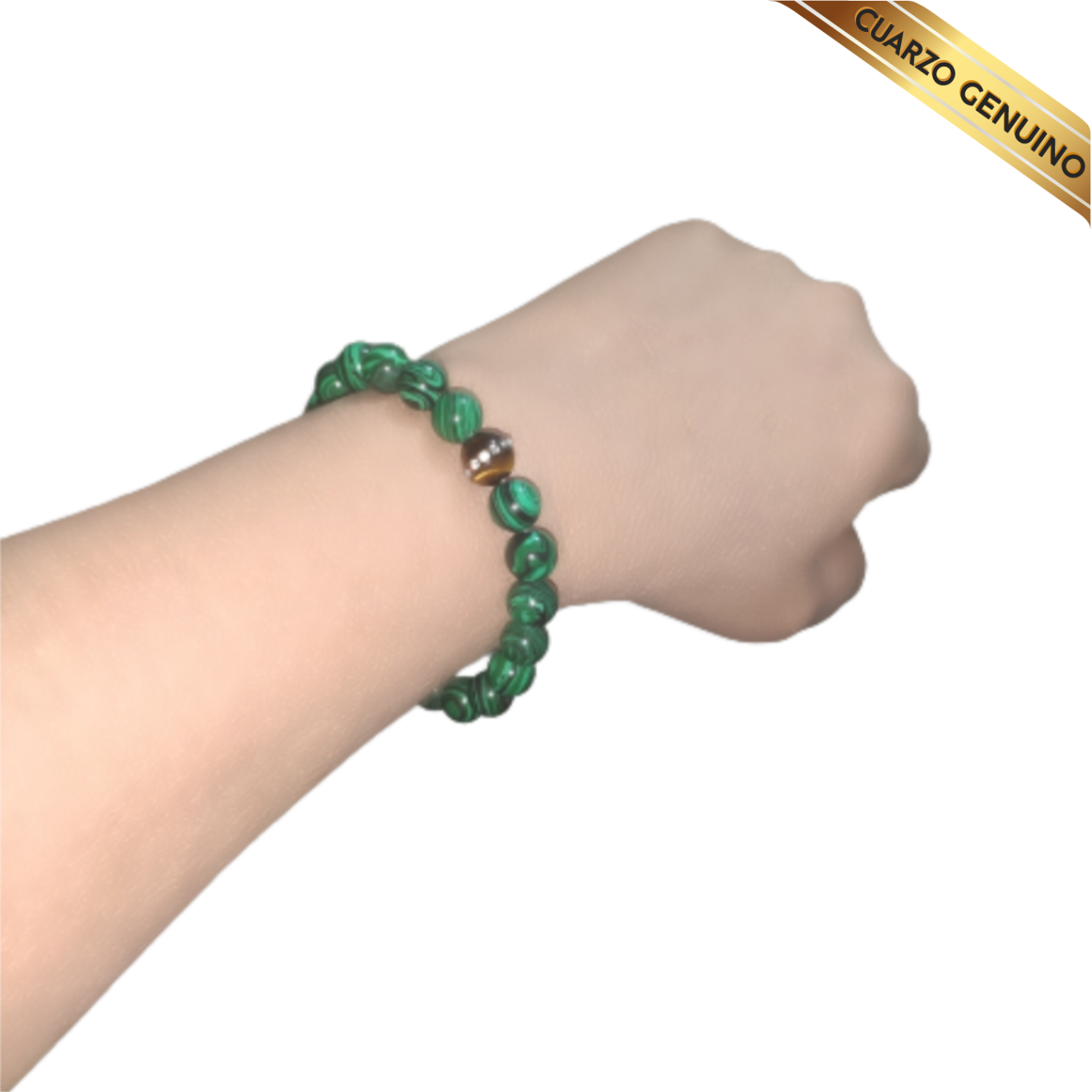 Pulsera Cuarzo Malaquita Verde y Ojo de Tigre N° 10