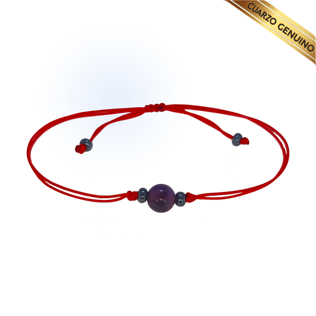 Pulsera Hilo Rojo Liso 1 Cuarzo Amatista