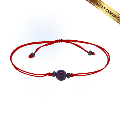 Pulsera Hilo Rojo Liso 1 Cuarzo Amatista