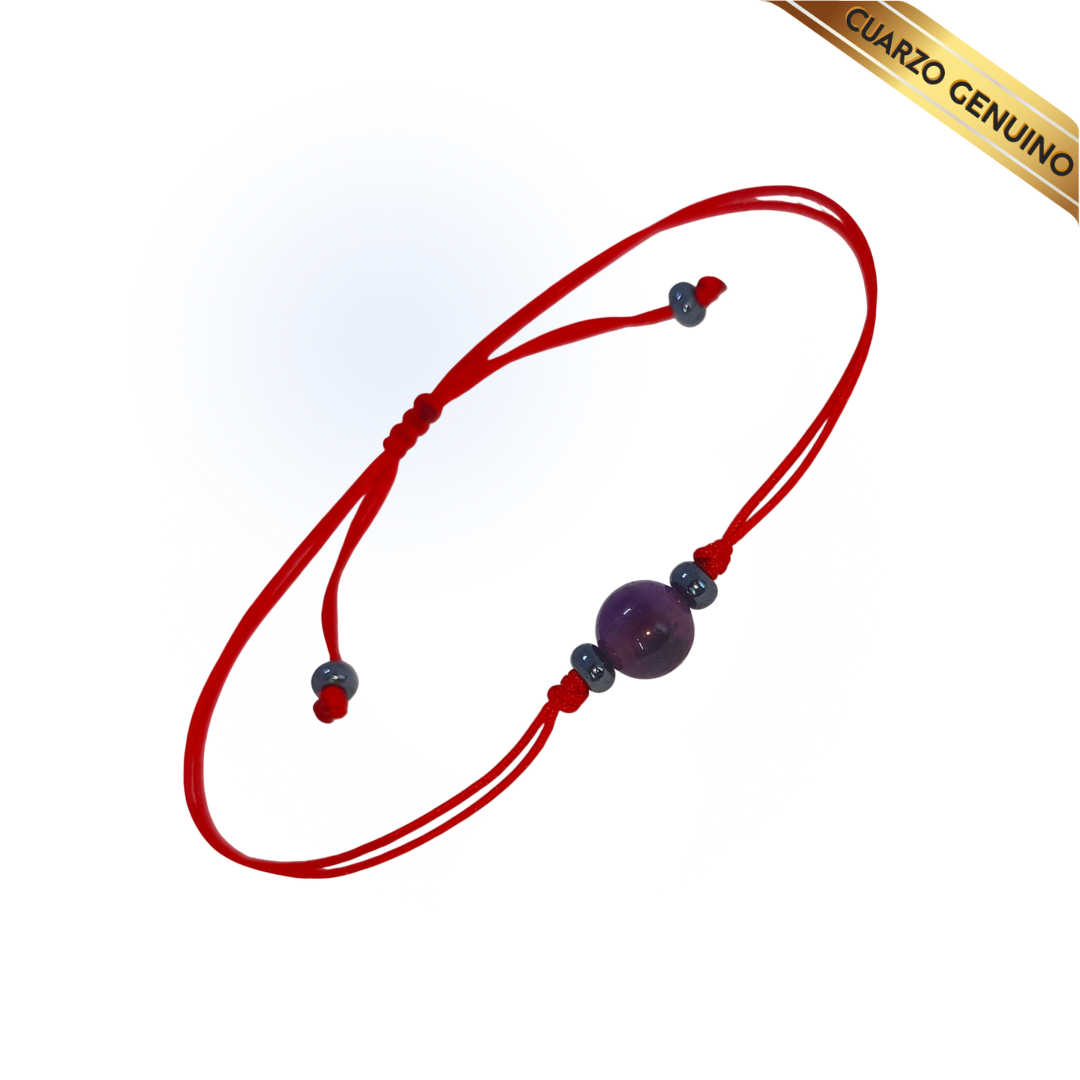 Pulsera Hilo Rojo Liso 1 Cuarzo Amatista