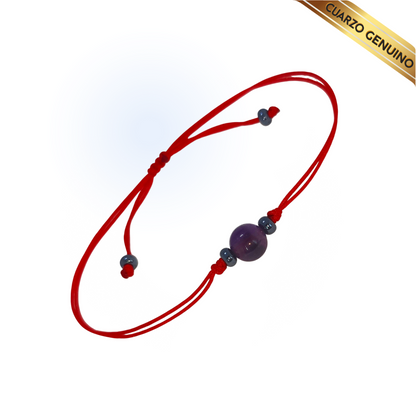 Pulsera Hilo Rojo Liso 1 Cuarzo Amatista