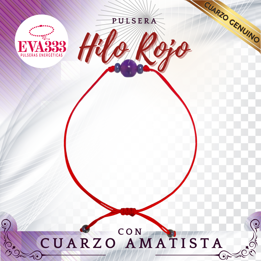 Pulsera Hilo Rojo Liso 1 Cuarzo Amatista