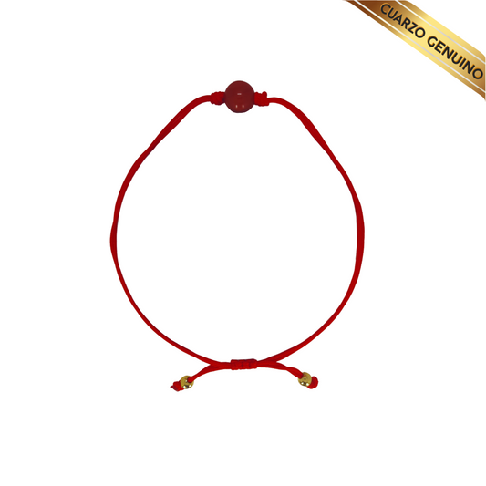 Pulsera Hilo Rojo Liso 1 Cuarzo Jaspe Rojo