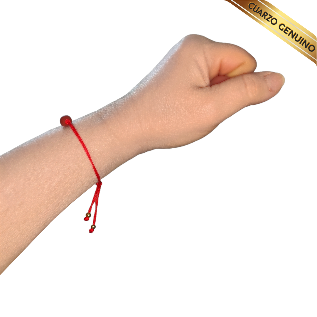 Pulsera Hilo Rojo Liso 1 Cuarzo Jaspe Rojo