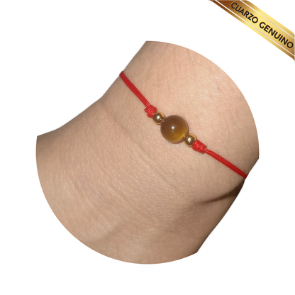 Pulsera Hilo Rojo Liso 1 Cuarzo Ojo de Tigre