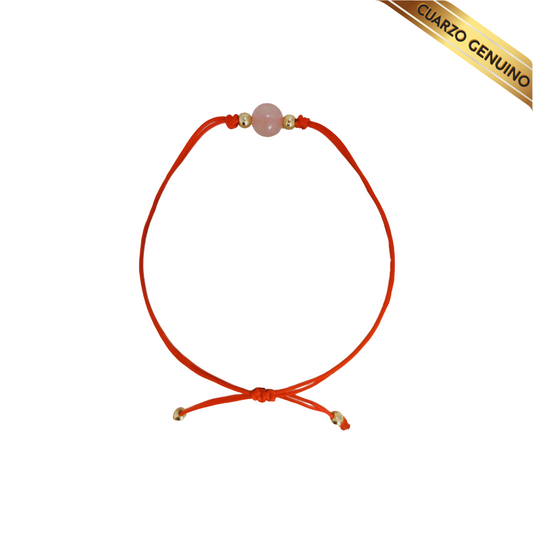 Pulsera Hilo Rojo Liso 1 Cuarzo Rosa
