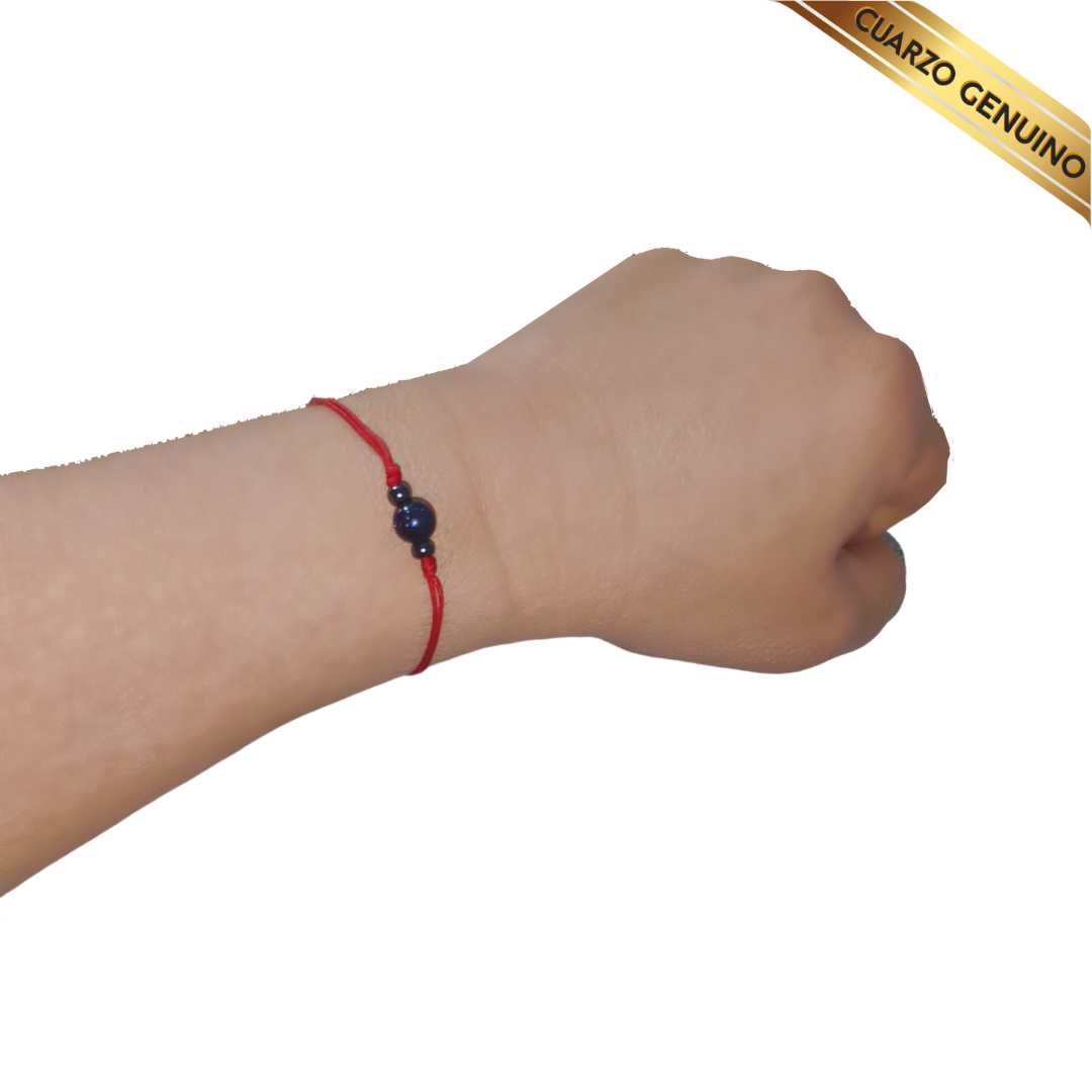 Pulsera Hilo Rojo Liso 1 Cuarzo Aventurina Azul