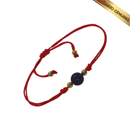 Pulsera Hilo Rojo Liso 1 Cuarzo Lapislázuli