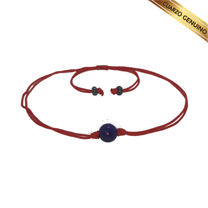 Pulsera Hilo Rojo Liso 1 Cuarzo Lapislázuli