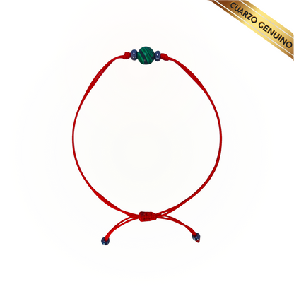 Pulsera Hilo Rojo Liso 1 Cuarzo Malaquita Verde