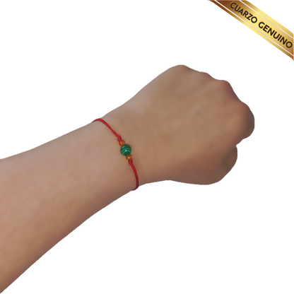 Pulsera Hilo Rojo Liso 1 Cuarzo Malaquita Verde