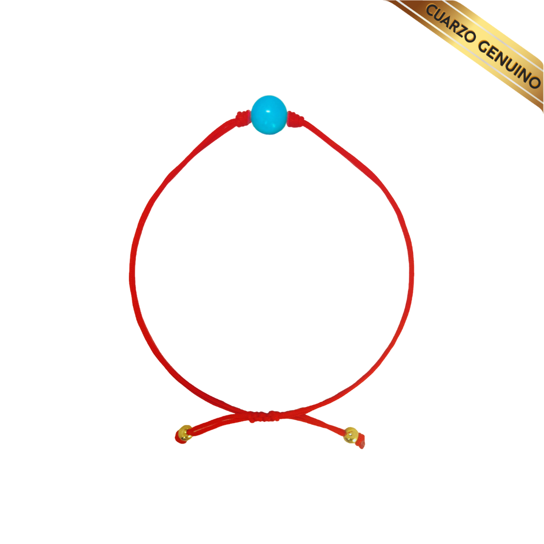 Pulsera Hilo Rojo Liso 1 Cuarzo Turquesa