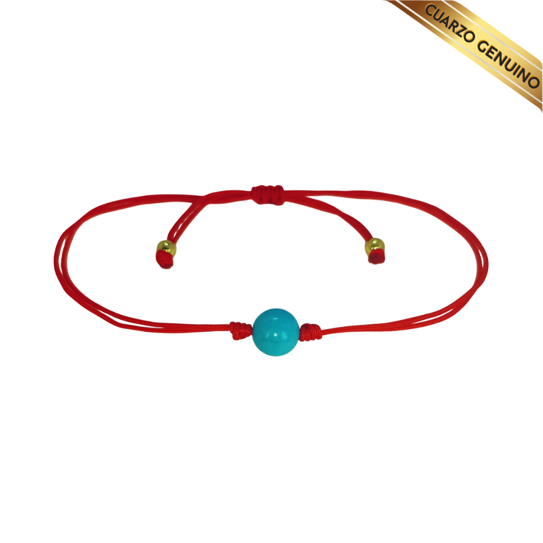 Pulsera Hilo Rojo Liso 1 Cuarzo Turquesa