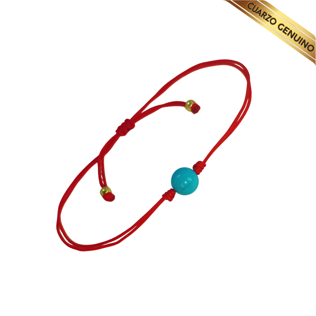 Pulsera Hilo Rojo Liso 1 Cuarzo Turquesa