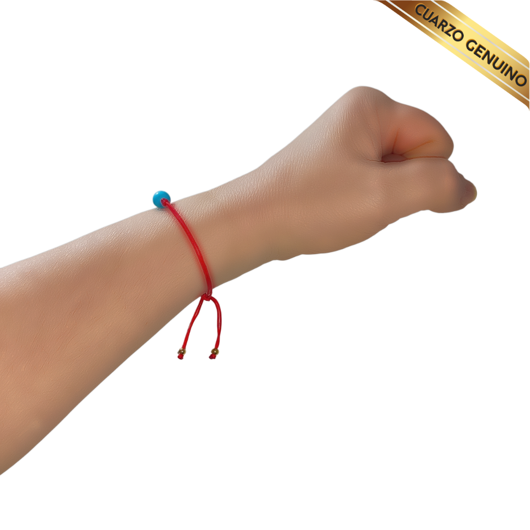 Pulsera Hilo Rojo Liso 1 Cuarzo Turquesa