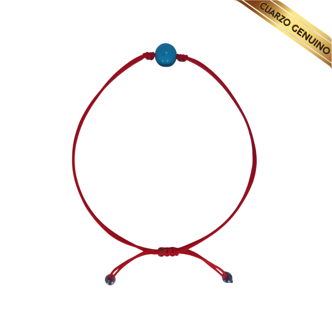 Pulsera Hilo Rojo Liso 1 Cuarzo Turquesa