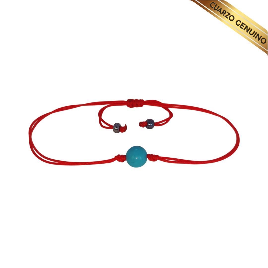 Pulsera Hilo Rojo Liso 1 Cuarzo Turquesa