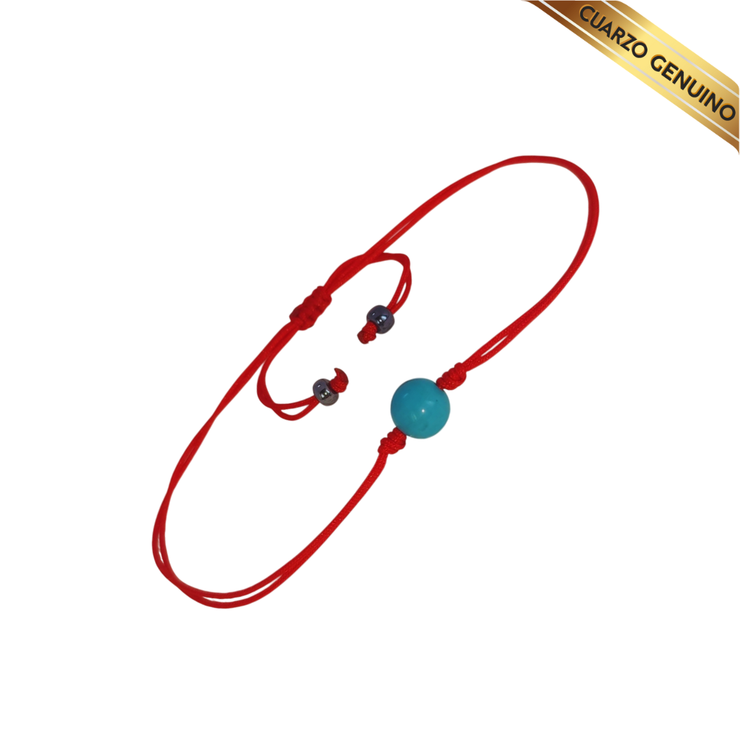 Pulsera Hilo Rojo Liso 1 Cuarzo Turquesa