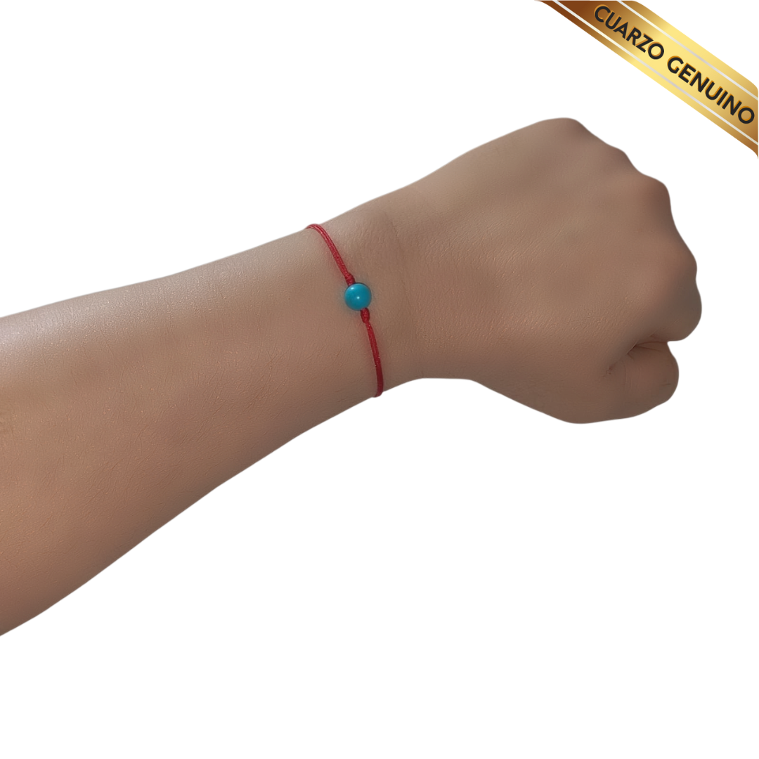 Pulsera Hilo Rojo Liso 1 Cuarzo Turquesa