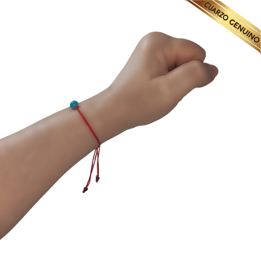 Pulsera Hilo Rojo Liso 1 Cuarzo Turquesa