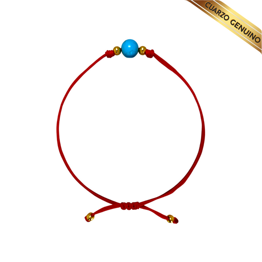 Pulsera Hilo Rojo Liso 1 Cuarzo Turquesa
