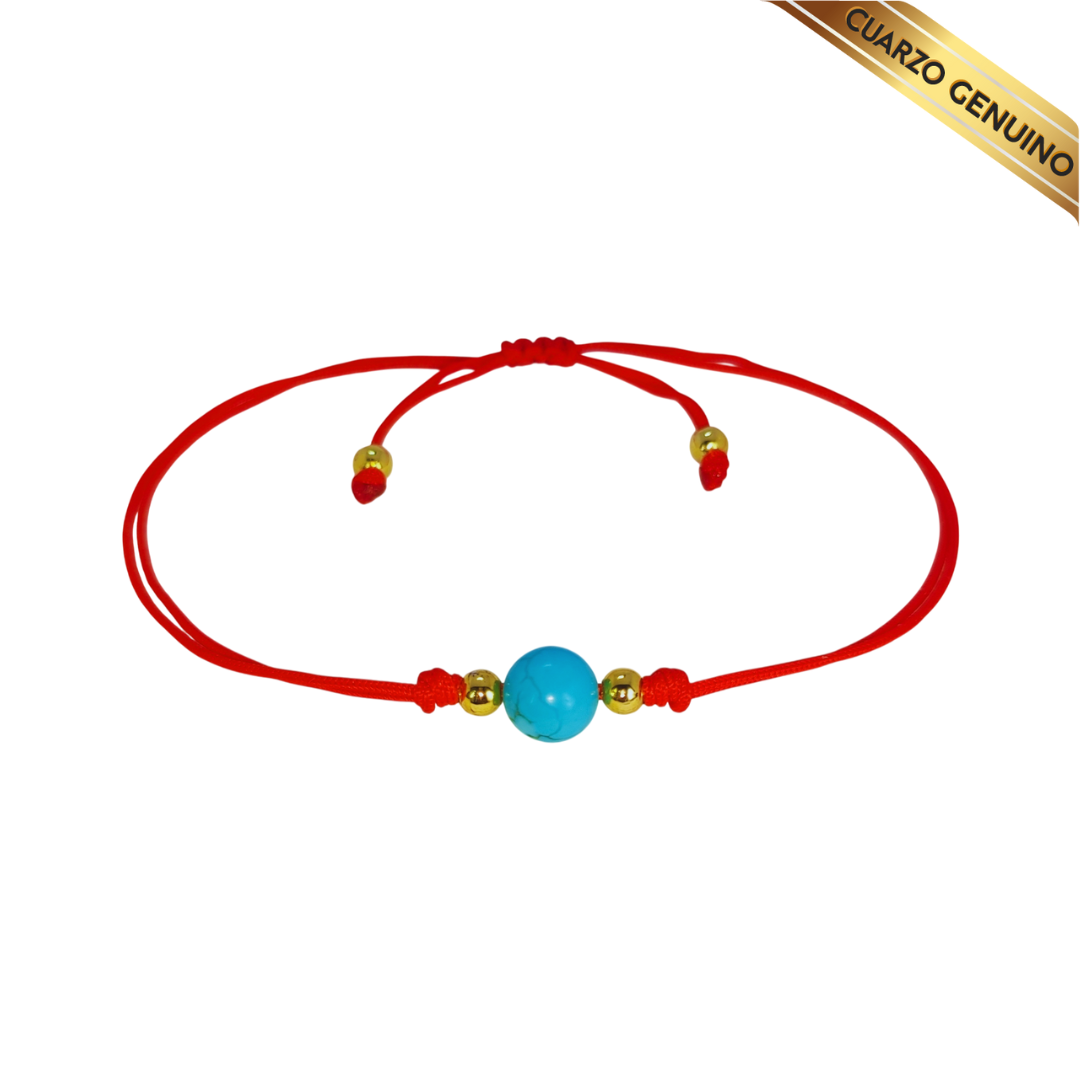 Pulsera Hilo Rojo Liso 1 Cuarzo Turquesa