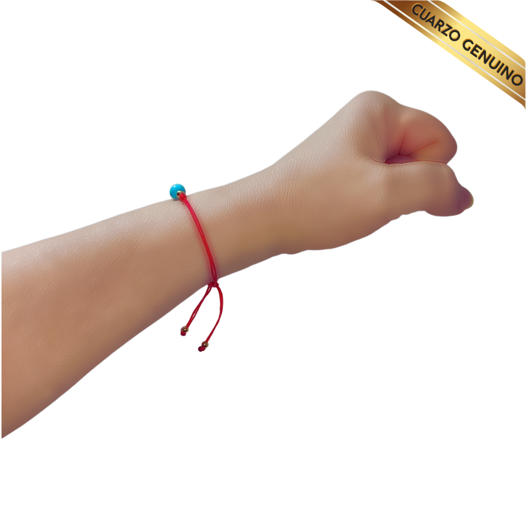 Pulsera Hilo Rojo Liso 1 Cuarzo Turquesa