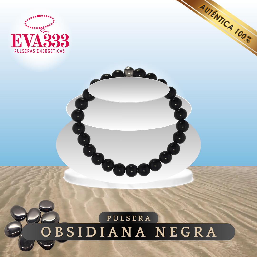 A- Pulsera Piedra Obsidiana Negra N° 8