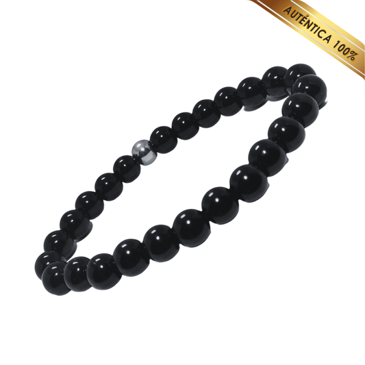 A- Pulsera Piedra Obsidiana Negra N° 8