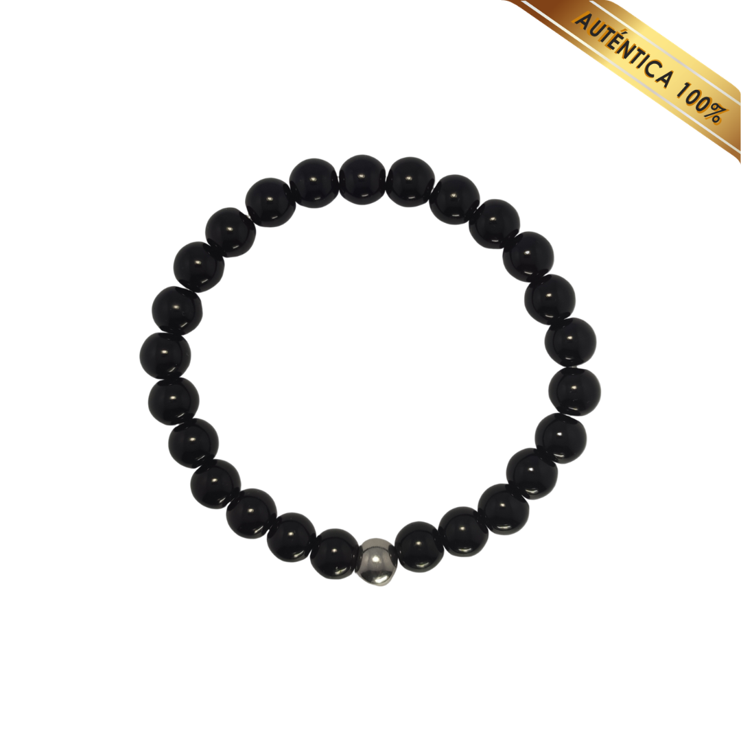 A- Pulsera Piedra Obsidiana Negra N° 8