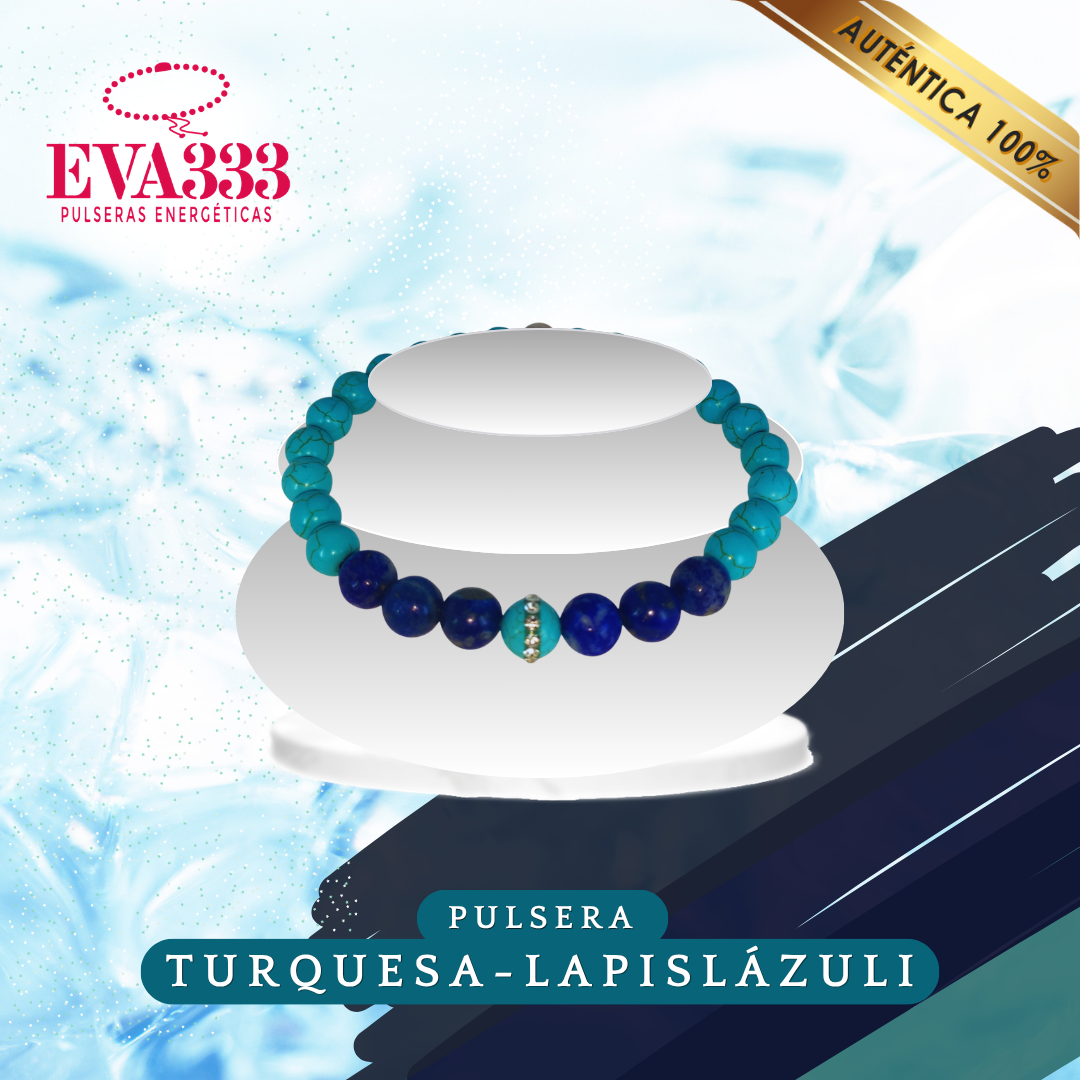 A- Pulsera Piedra Turquesa y Lapislázuli --- N° 6-8